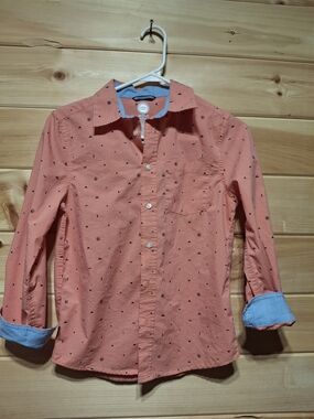wonder nation Coral Button-Down Shirt with Light Blue Trim